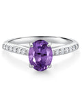 10K White Gold Purple Amethyst White Lab Grown Diamond Engagement Ring C155