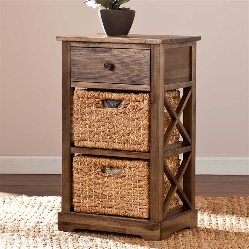 Antique Brown 2 Basket Storage Unit S943