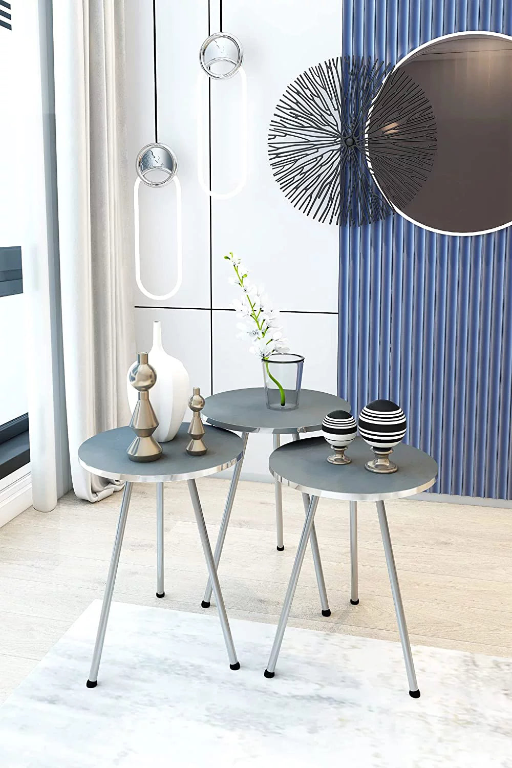 Set of 3 Round Nesting Tables D552914
