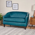 Teal Leather Loveseat J804