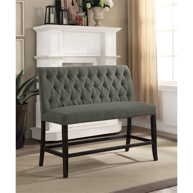 Gray Fabric Tufted Bench E31953