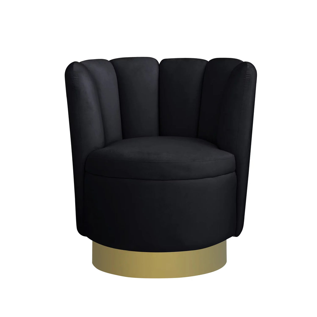 Black Velvet Swivel Accent Chair Z8991