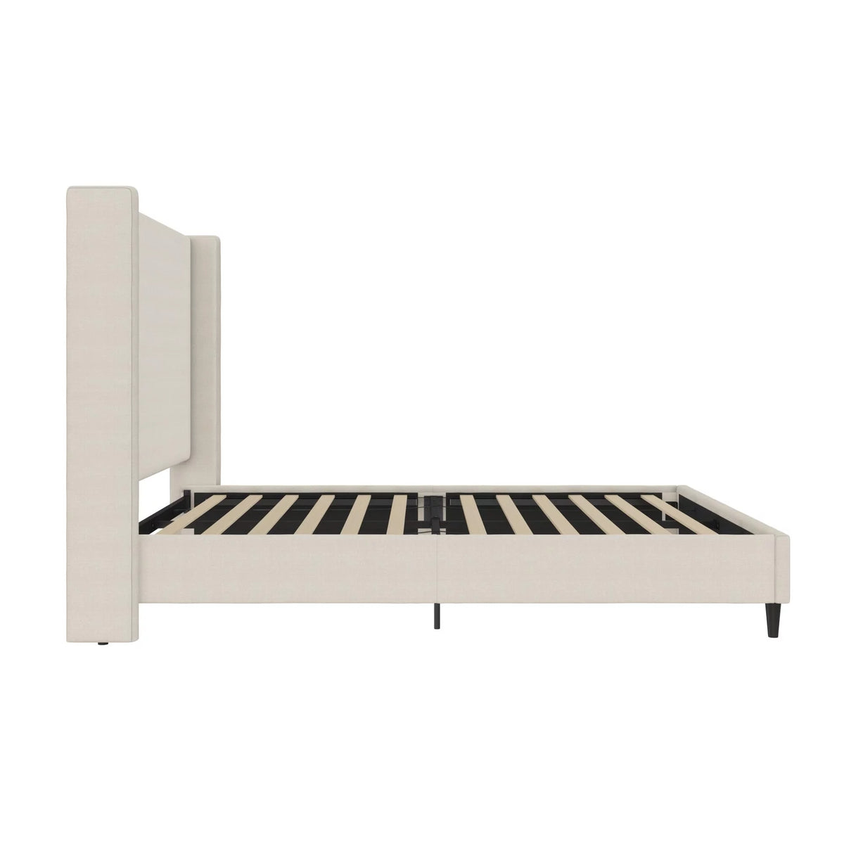 Queen Upholstered Platform Bed Frame with Wingback Headboard S7796