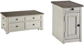 Two-Tone Lift Top Cocktail Table and Two-Tone Side End Table G858