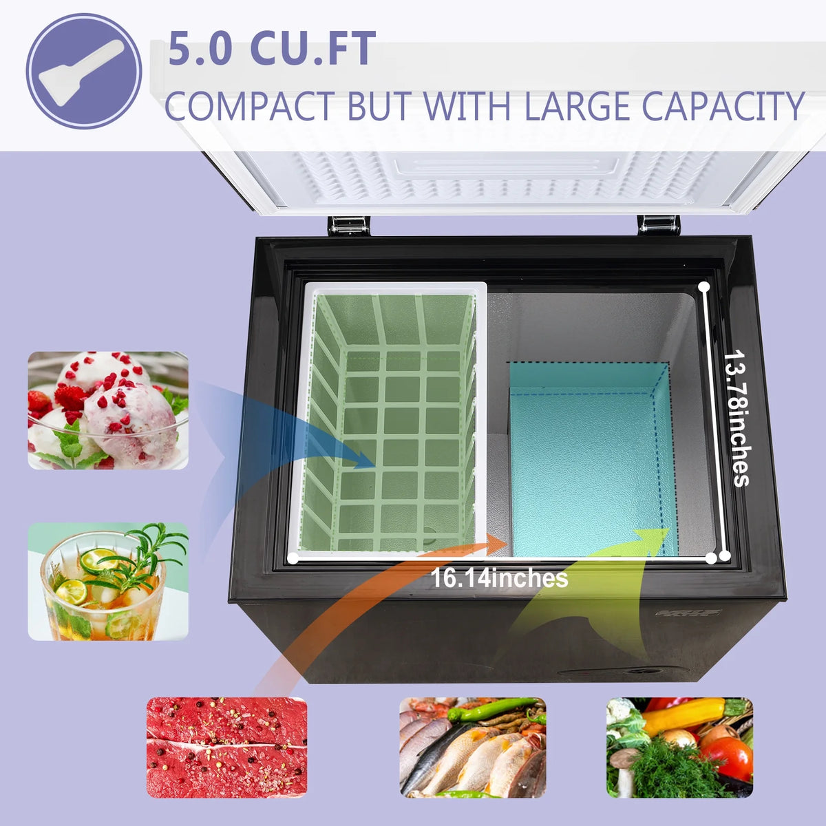 5.0 Cu.ft Black Chest Freezer with Removable Basket R339762