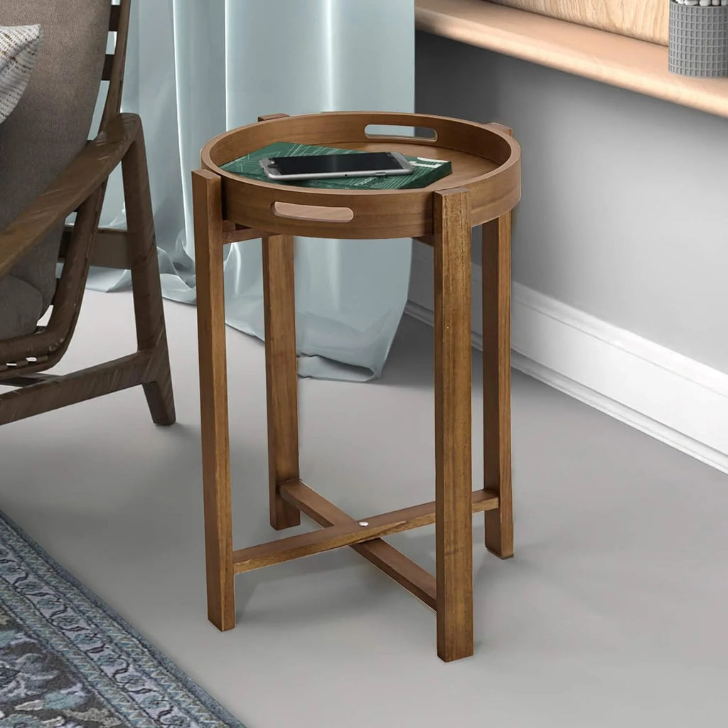 Round Wooden Side Tray Table 22" Tall P820831