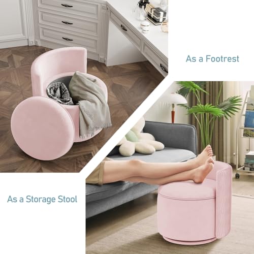 Velvet Upholstered Swivel Accent Chair with Storage S15107