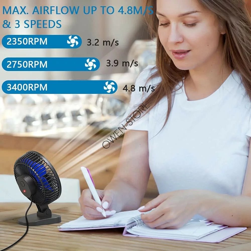 4 inch Mini Desk Fan 3 Speeds USB Powered J415
