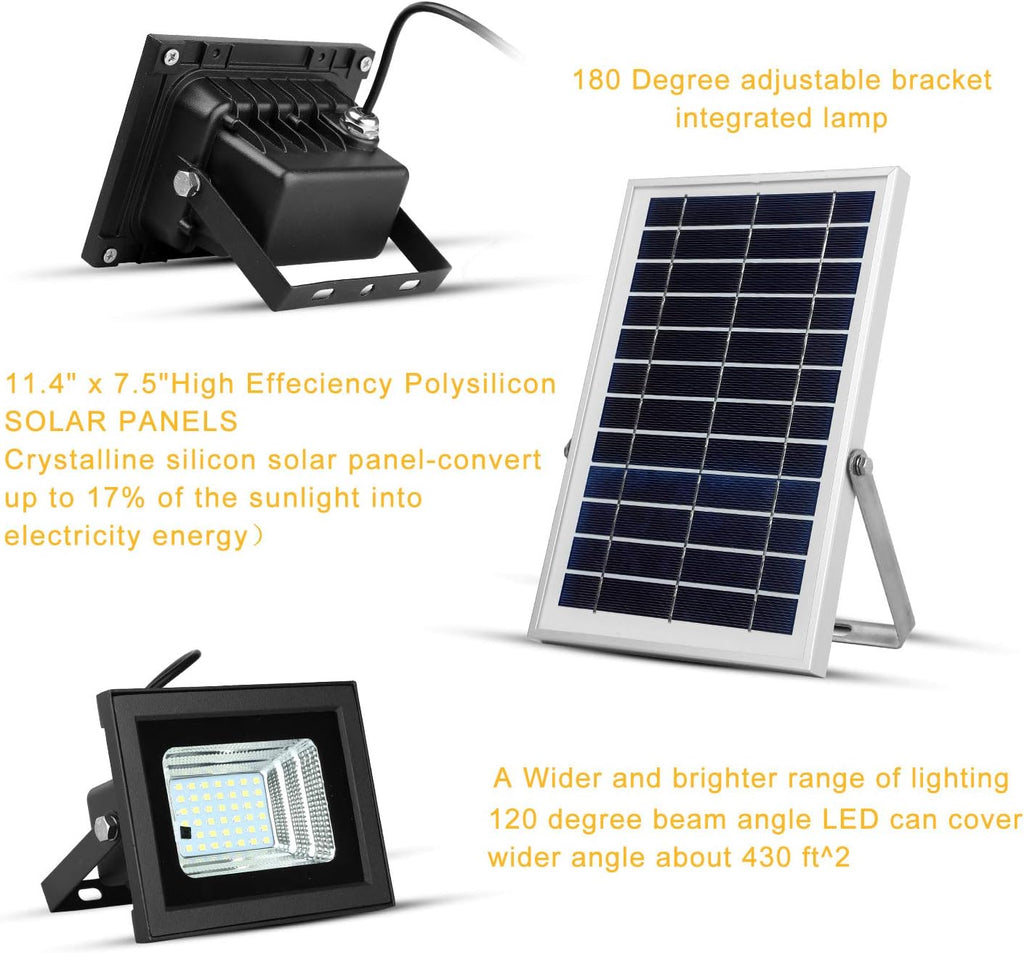 Dual 42 LEDs 6500K Dusk to Dawn IP65 Waterproof Solar Flood Lights L36055