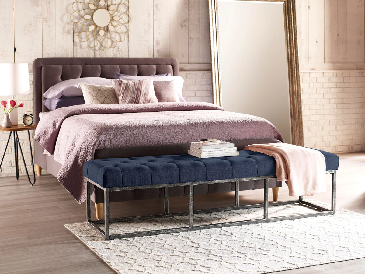 Tufted Bench with Iron Legs J306