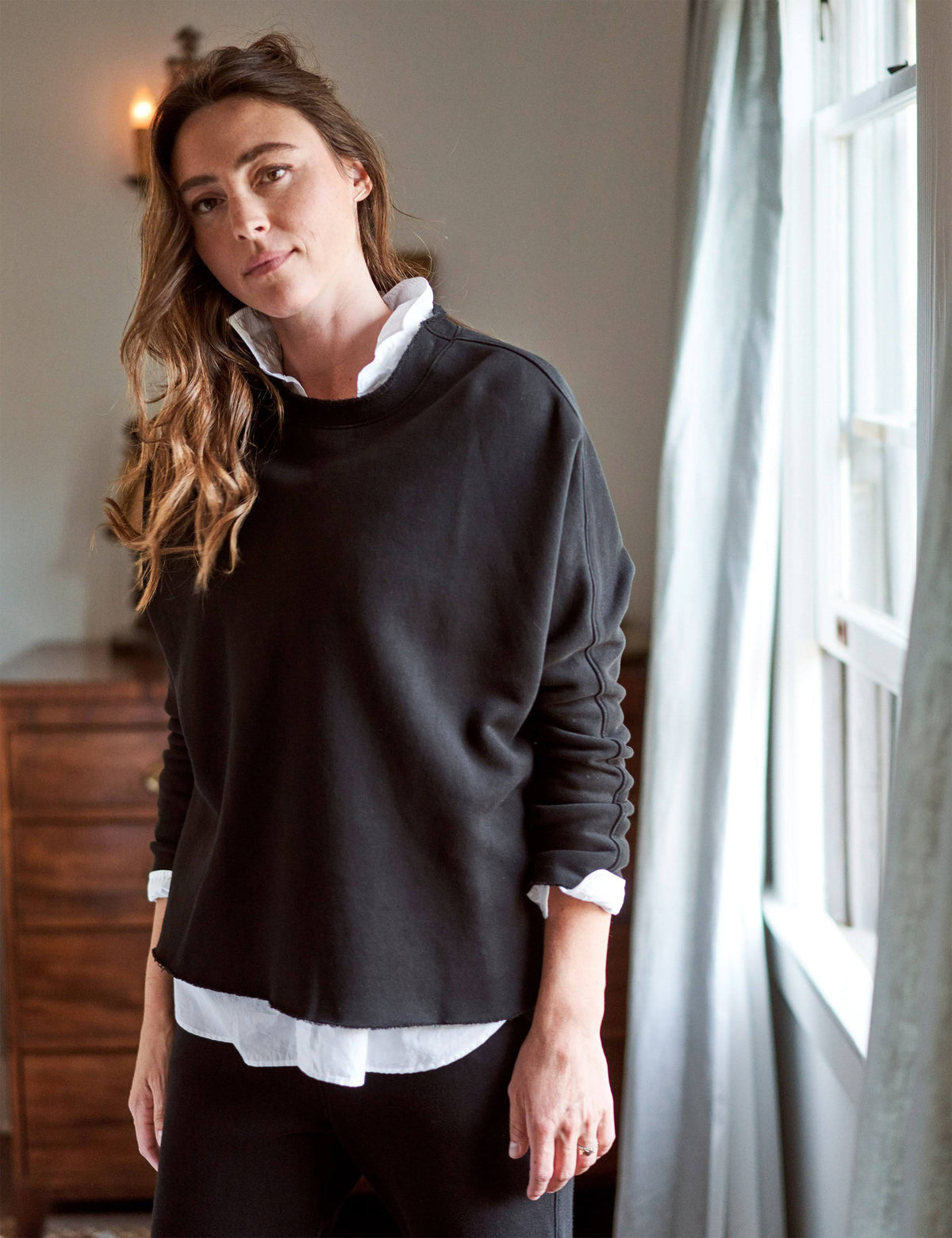Black Fleece Long-Sleeve Capelet S688