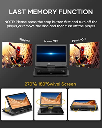 16.9" Portable Blu ray DVD Player with 14.1" 1080P HD Swivel Screen P86643
