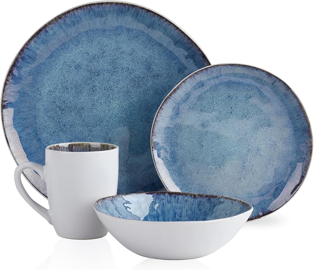 16-Piece Blue Stoneware Dinnerware Set U614719