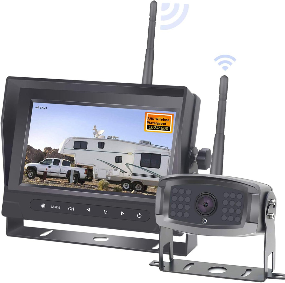 1080P Digital Wireless Rear View Camera with 7'' DVR Monitor IP67 Waterproof F918801