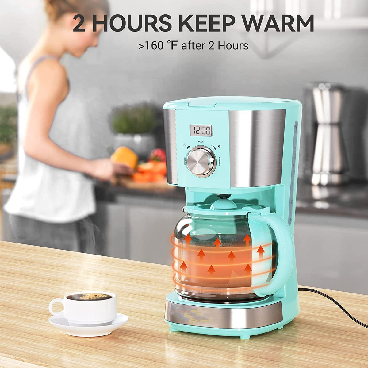 Blue 12-Cup Programmable Drip Coffee Maker Y878876
