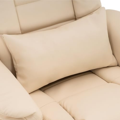 Cream White Faux Leather Recliner Chair with Ottoman Z362346