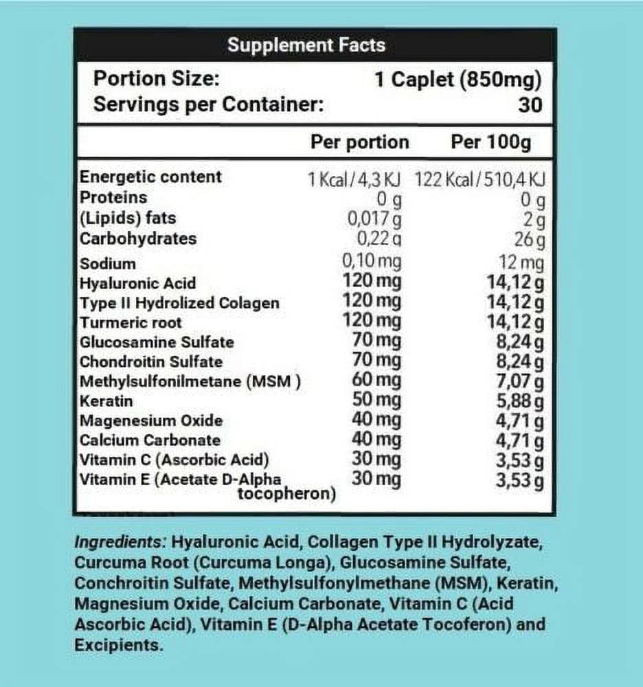 Hyaluronic Acid 30 Caplets 850 mg K1233