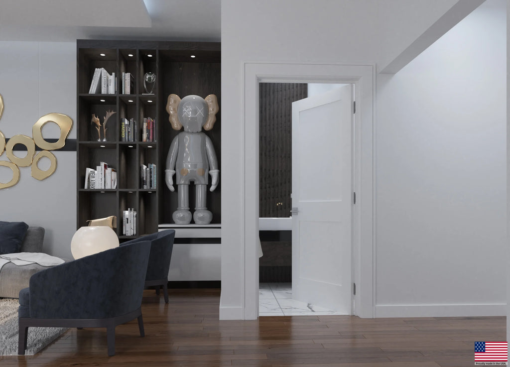 Solid Core White Primed Double Panel Prehung Interior Door Q120