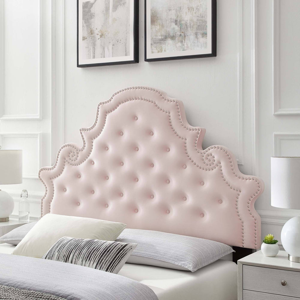 Tufted Dusty Rose Performance Velvet Twin Headboard X76411