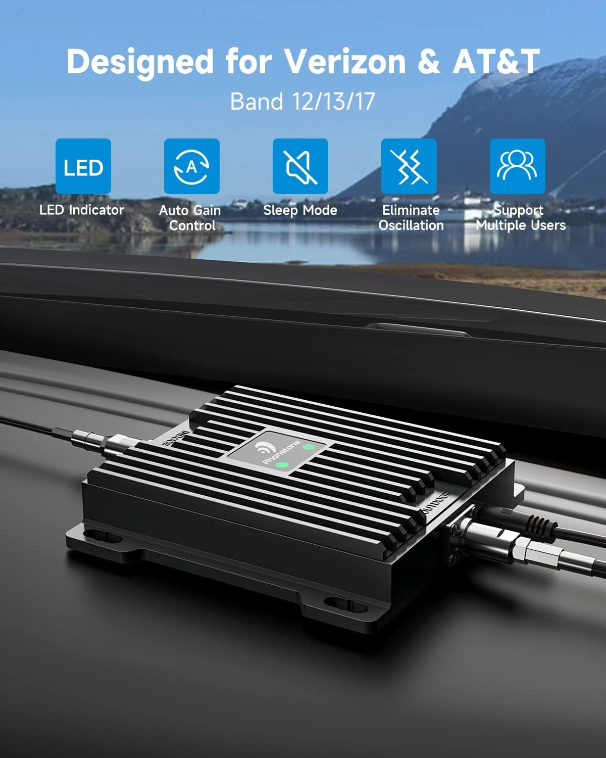 Cell Phone Signal Booster for Cars and SUVs with Omni-Directional Roof Antenna O950443