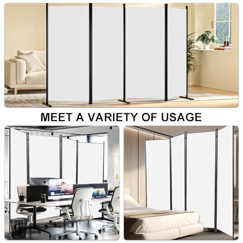4-Panel White Privacy Screen with Support Foot V8577