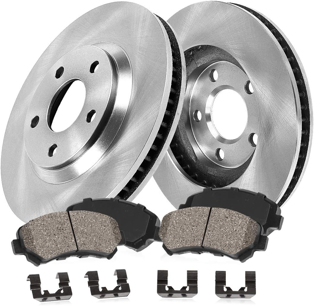FRONT 300mm 5 Lug Brake Disc Rotors + Brake Pads + Clips Q70276