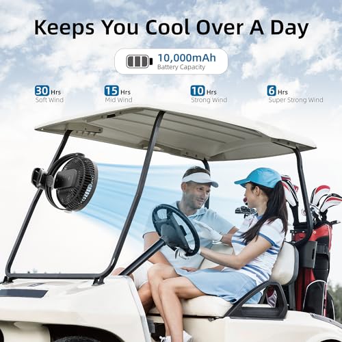 10000mAh 8-Inch Rechargeable Clip on Fan, 4 Speeds W231