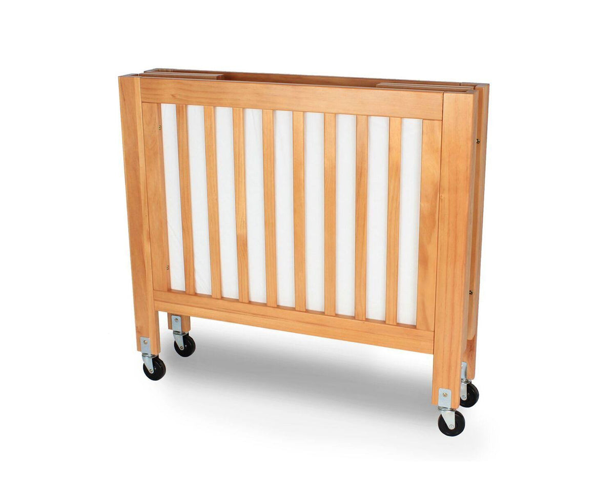 Slatted Foldable Wood and Metal Crib Natural Brown N460