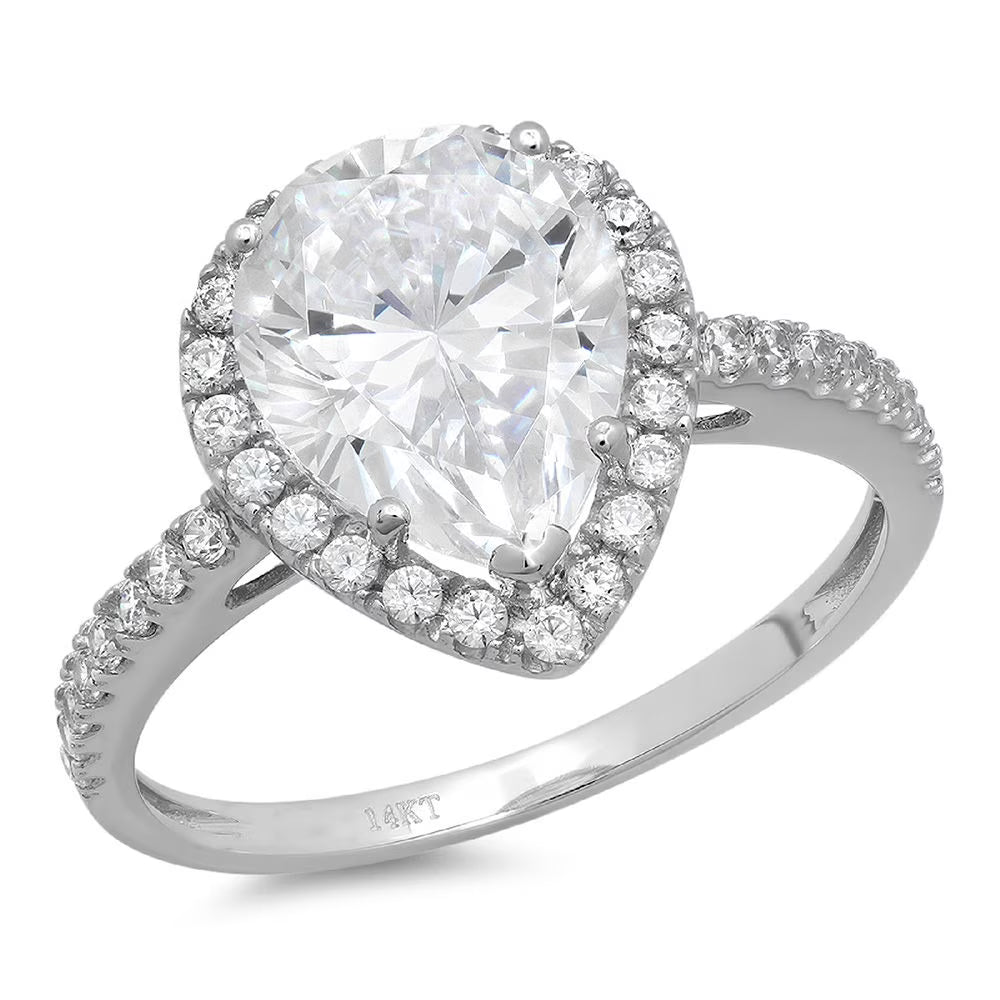 18K White Gold Halo Engagement Ring T856