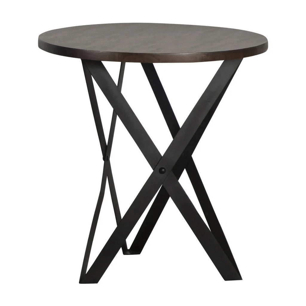 24 Inch Round Acacia Wood Side End Table L291