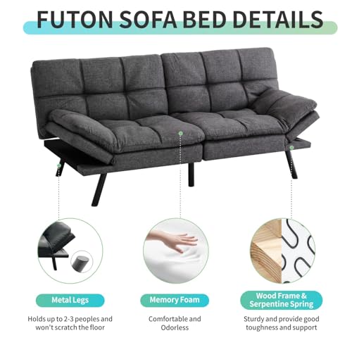 Brown Adjustable Memory Foam Futon Sofa Bed I3927