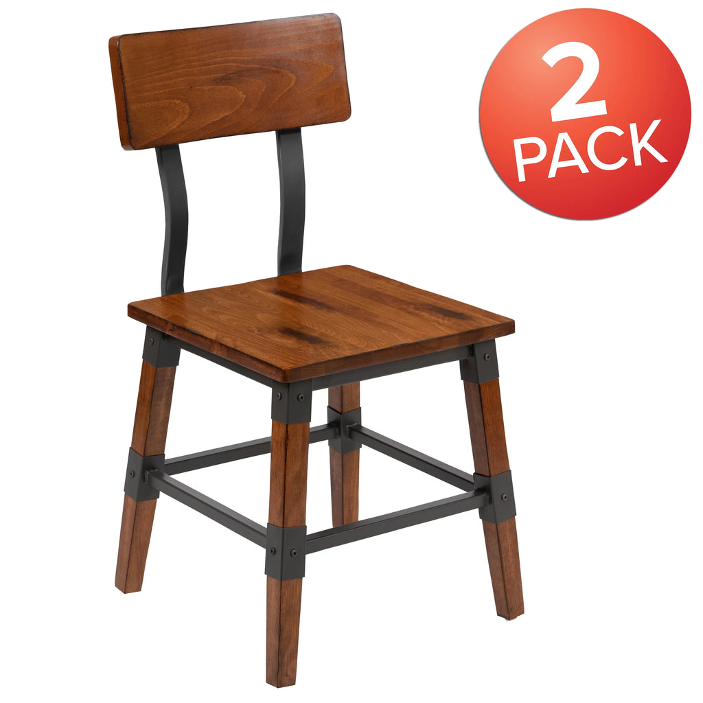 2 Pack Antique Walnut Wood Dining Chair V537