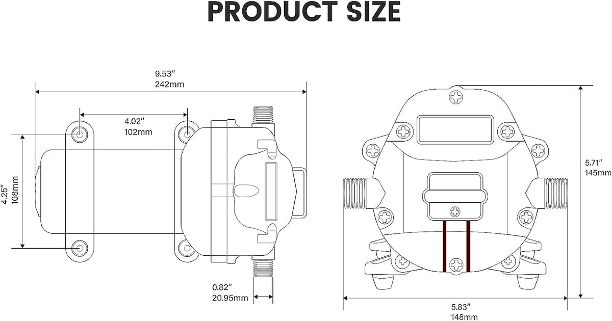 12V 5.5GPM 70PSI Diaphragm Water Pump with Pressure Switch, Pack of 2 A710