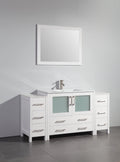 60 in. Single Sink White Ceramic Vanity Cabinet with Mirror V136