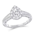 14KT White Gold Pear Diamond Solitaire Engagement Ring D3263