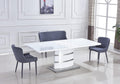 Extendable Dining Table with Butterfly Leaf, White High Gloss Lacquer MDF Base, Stainless Steel, 8 to 12 Person W801860
