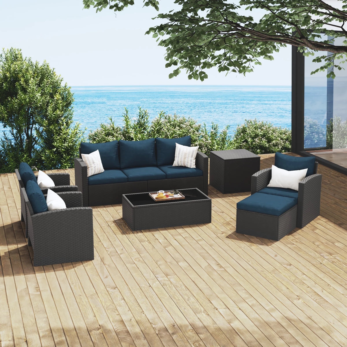 10 Pieces All Weather PE Wicker Rattan Outdoor Sectional Sofa A2609