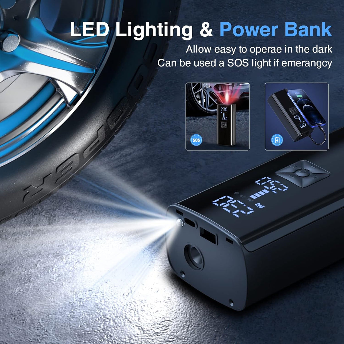 Portable Tire Inflator Air Compressor, 150 PSI Cordless, 8000mAh Battery, Pack of 2 F756429