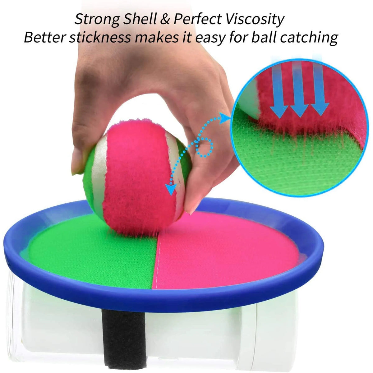 Blue Self-Stick Paddle Ball Catch Set J8056