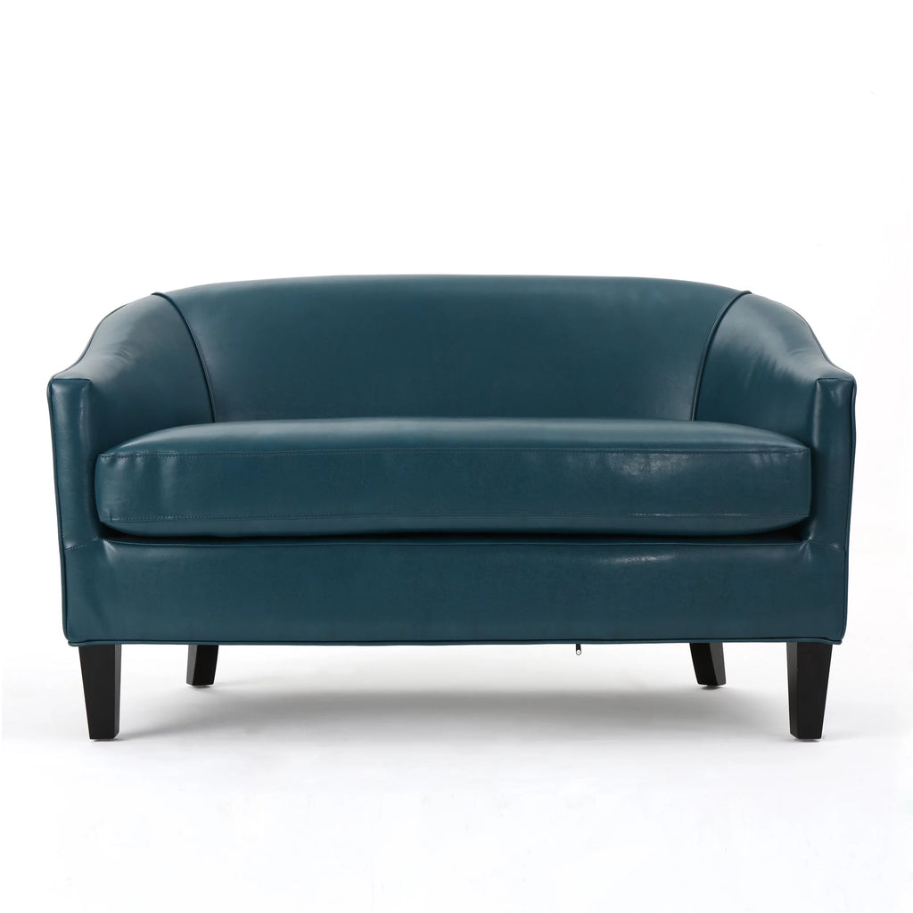 Teal Leather Loveseat J804
