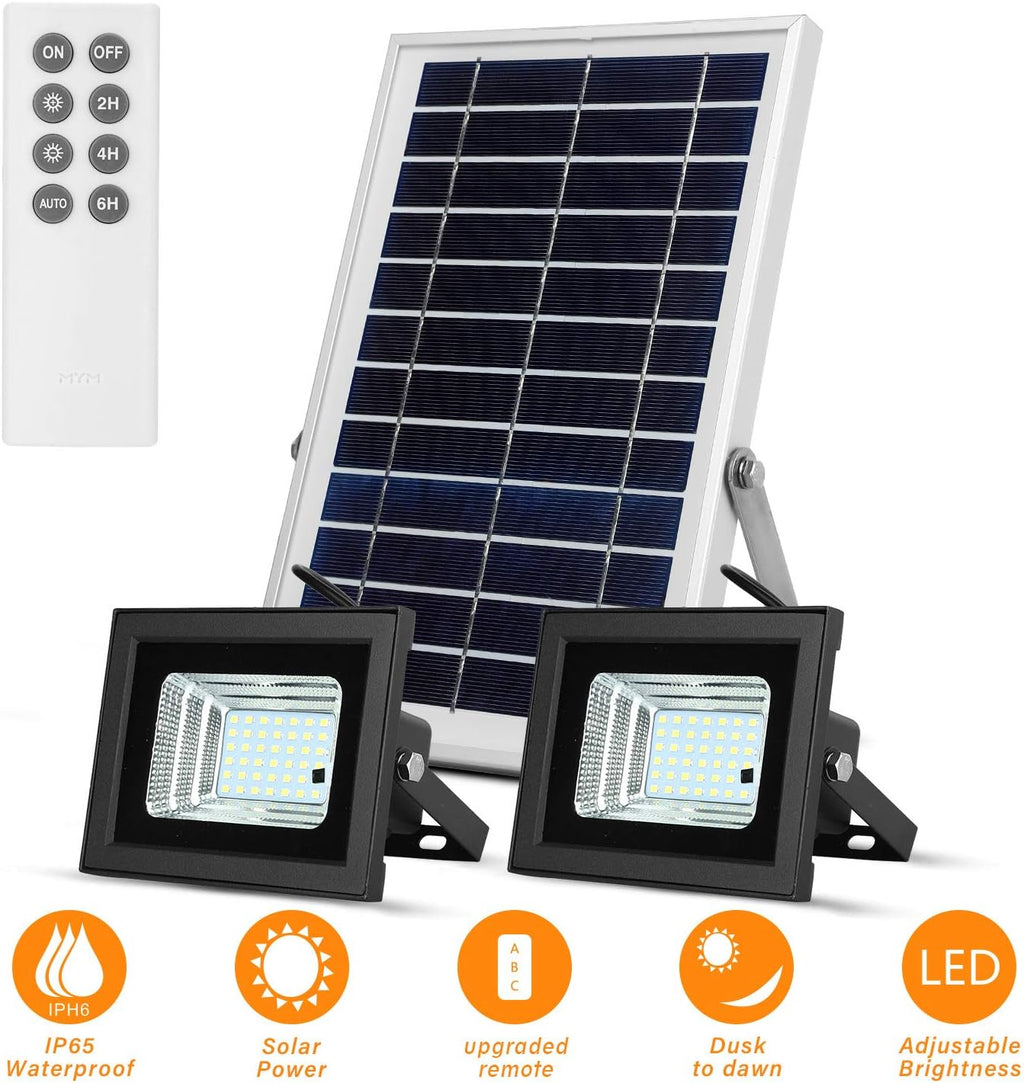 Dual 42 LEDs 6500K Dusk to Dawn IP65 Waterproof Solar Flood Lights L36055