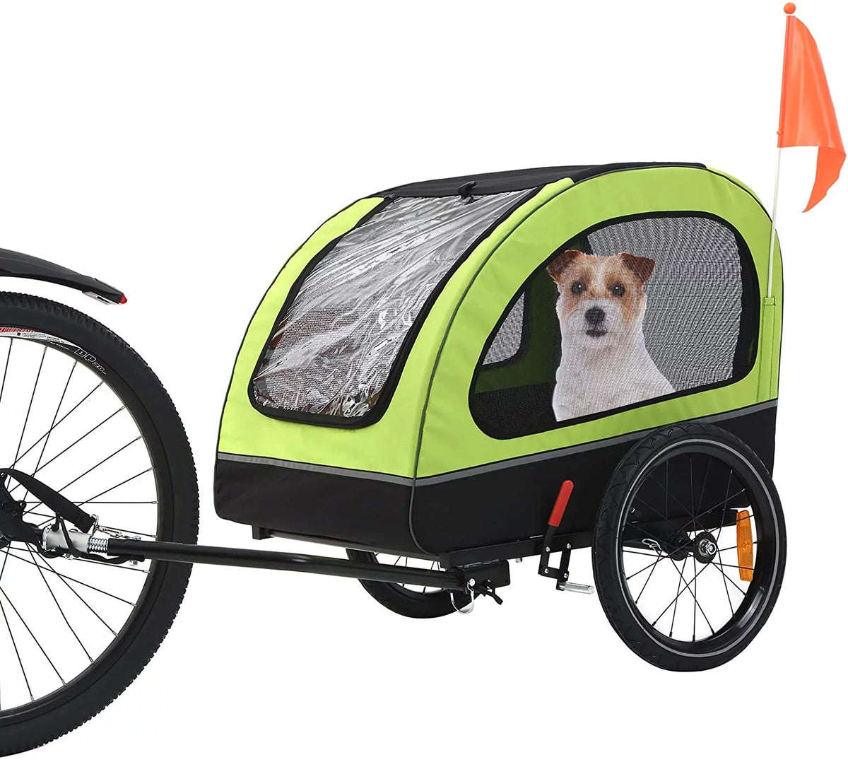 Foldable Dog Bike Trailer with Rear Entrance for Small and Medium Pets Under 88 lbs, Green T22987