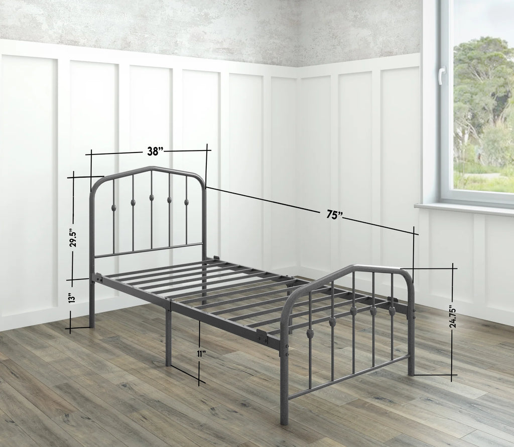Twin Metal Bed Frame with Headboard and Footboard O98569