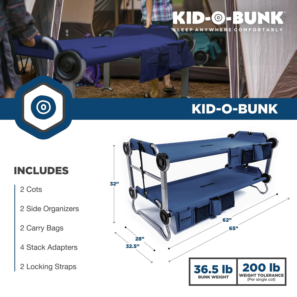 Navy Double Cot with Storage Organizers R108