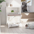 White Pet Feeding Station with Food Storage Cabinet T918391