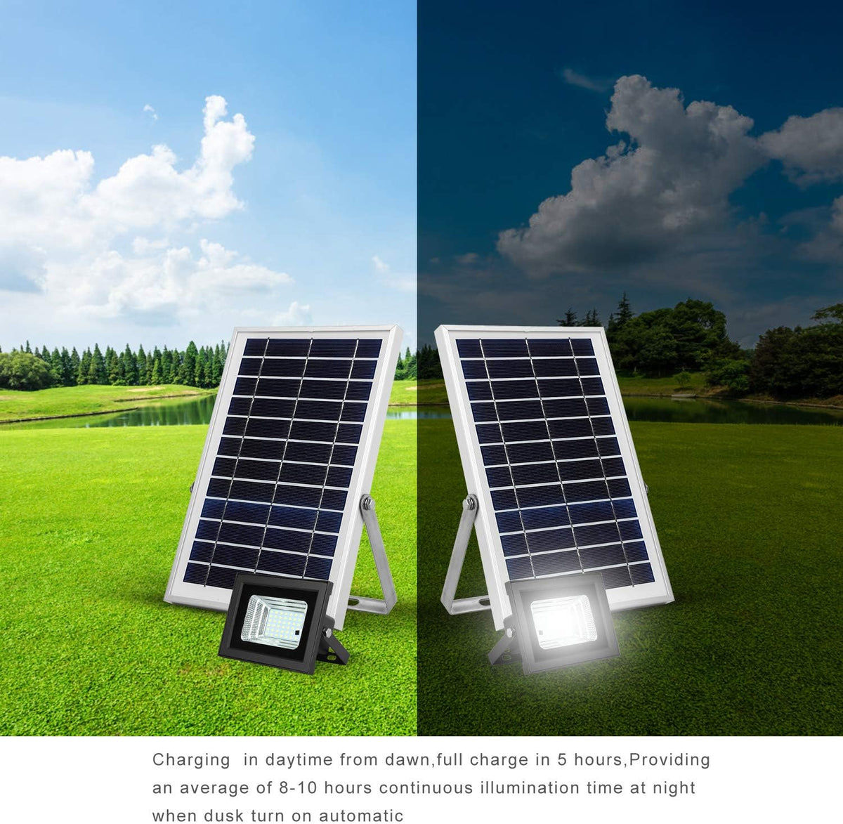 Dual 42 LEDs 6500K Dusk to Dawn IP65 Waterproof Solar Flood Lights L36055