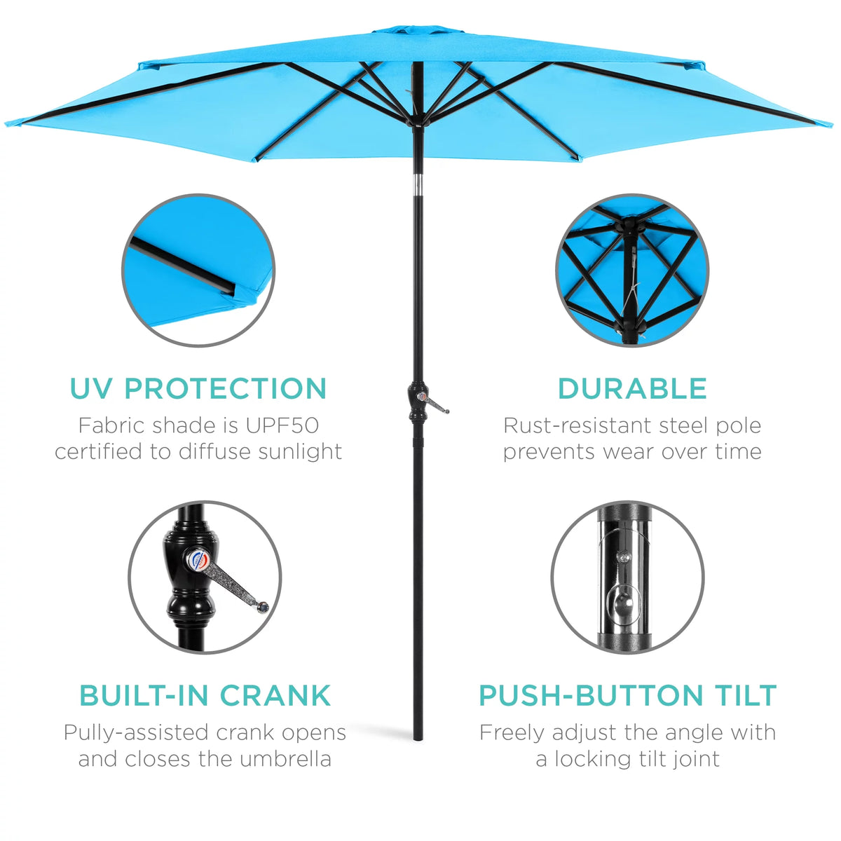 10ft Steel Patio Umbrella with Crank X15586