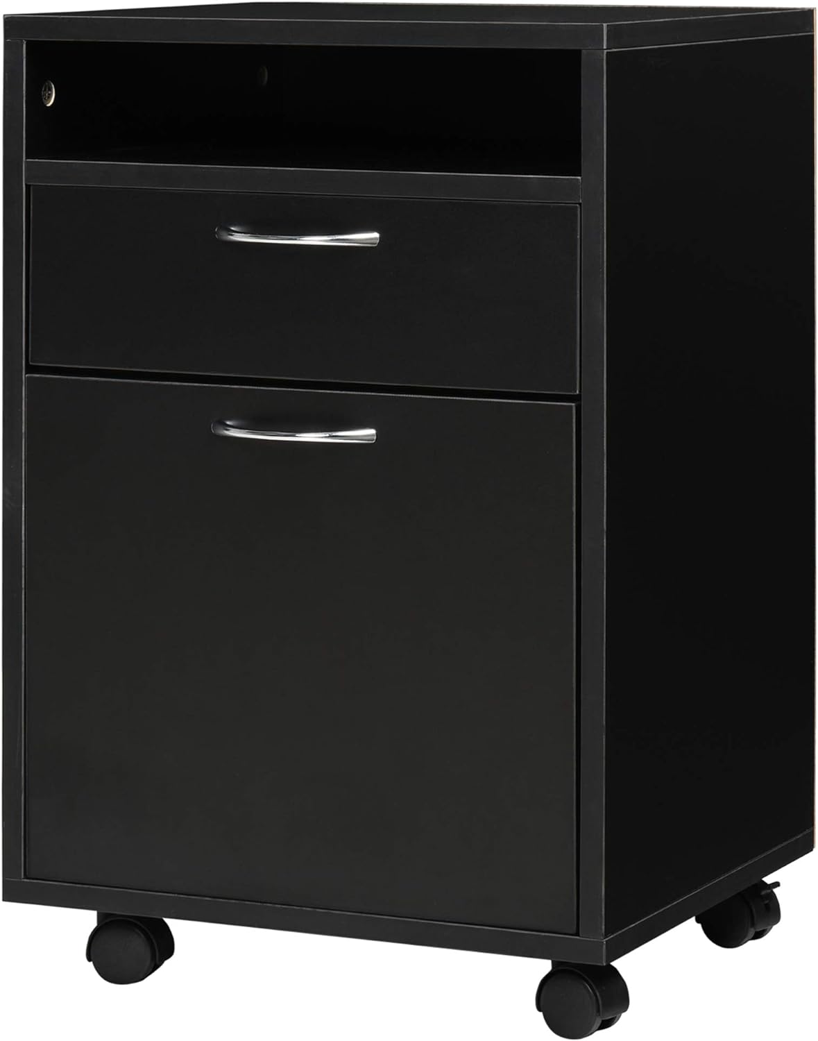 Brown Mobile File Cabinet with Lockable Drawer F762
