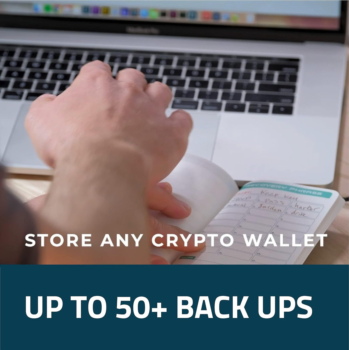 Crypto Password Notebook, Water-Resistant Paper, Pocket Size 5.5” x 3.5”, Pack of 2 T14579