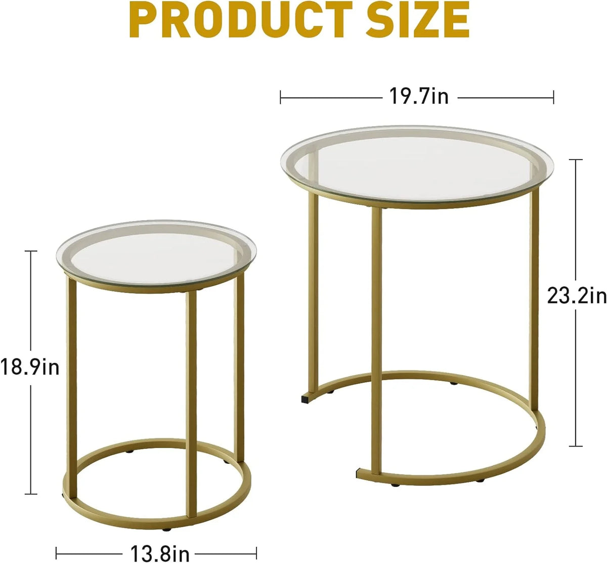 Black Tempered Glass Coffee Table Set of 2 Q727
